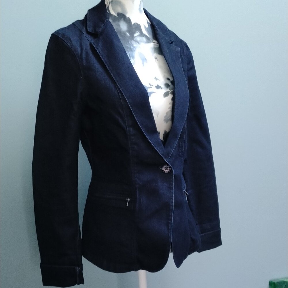 Calvin Klein Denim Blazer, Dark-Wash NEW size S